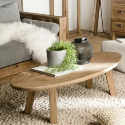 Table basse ovale en bois de pin recyclé DENVER