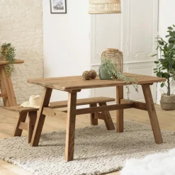 Table basse ovale en bois de pin recyclé DENVER