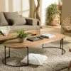 Table basse ovale en teck recyclé et métal 164 cm SWING