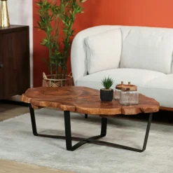Table basse ovale teck massif recyclé BALTIMORE