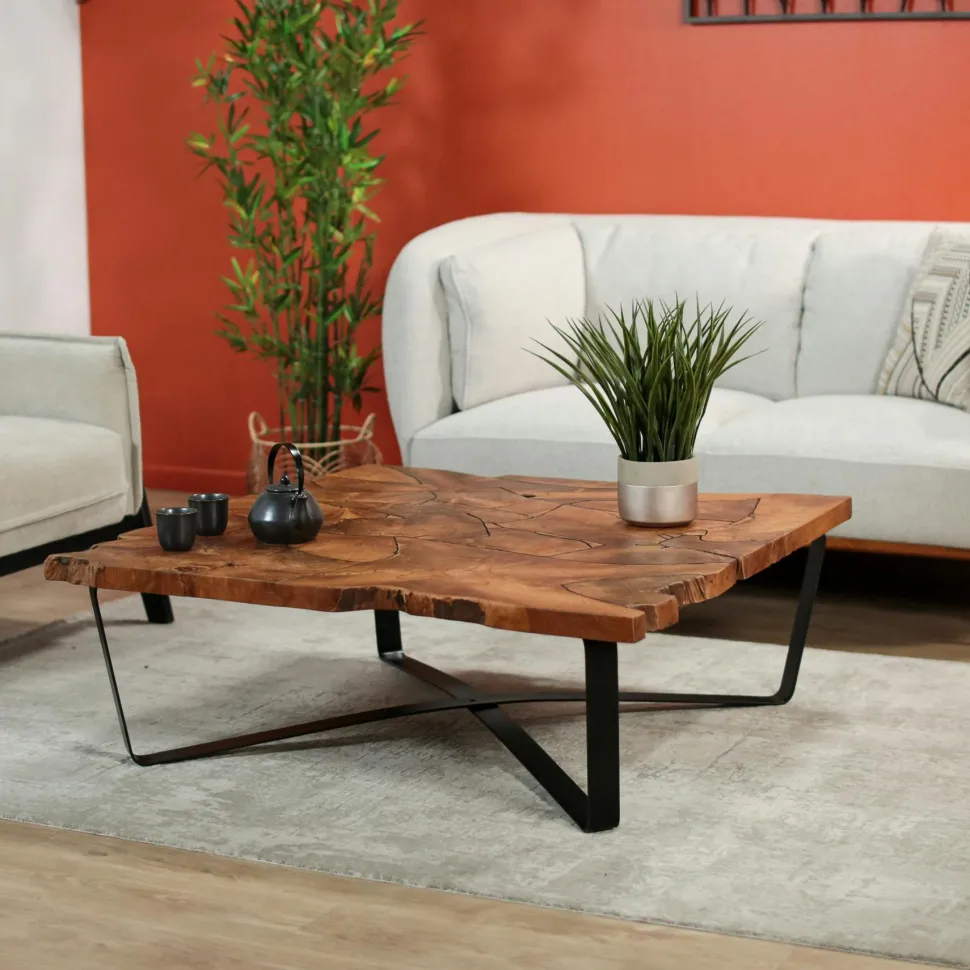 Table basse ovale teck massif recyclé BALTIMORE