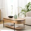 Table basse pin 2 plateaux bords arrondis ALMEIRA