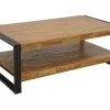 Table basse rectangle hévéa recyclé naturel et métal noirci 2 plateaux 130X70X45cm DOCKER