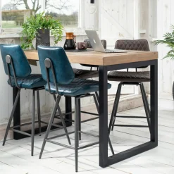 Table basse rectangle hévéa recyclé naturel et métal noirci 2 plateaux 130X70X45cm DOCKER