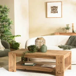 Table basse rectangulaire 2 plateaux bois recyclé DENVER