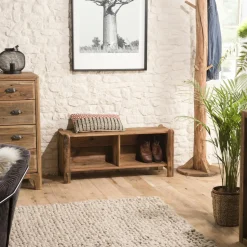 Table basse ronde bois de teck recyclé métal noir grand modèle SWING