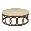 Table basse ronde béton et métal 105 cm pied chaîne BRASILIA