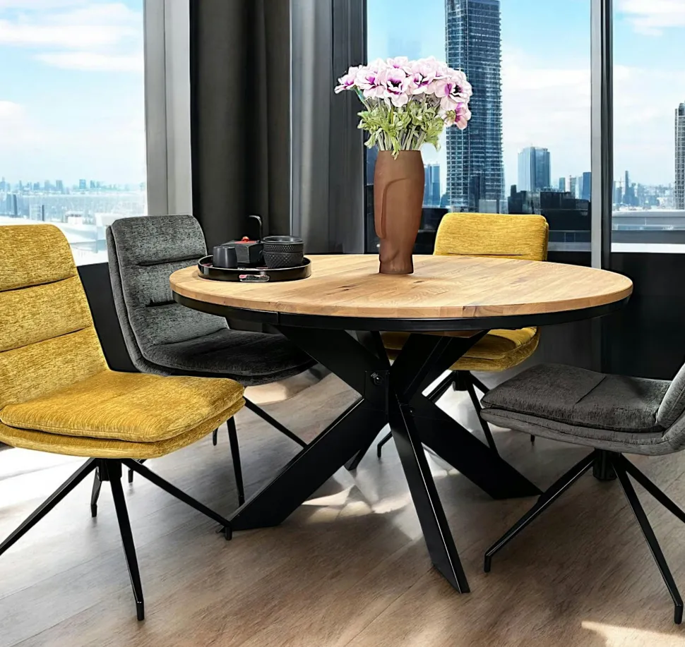 Table basse ronde diamètre 90 cm en chêne huilé PALERME