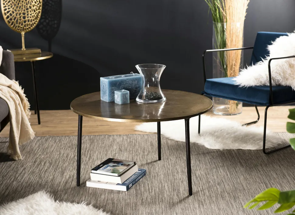 Table basse ronde dorée ZALA