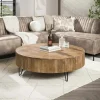 Table basse ronde en bois de manguier strié Ø120 cm CREEK