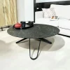Table basse ronde en céramique marbrée anthracite LOMBARDIE