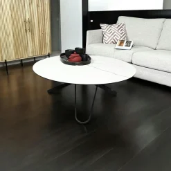 Table basse ronde en céramique marbrée anthracite LOMBARDIE