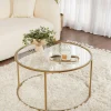 Table basse ronde en verre – cadre doré ⌀80 cm TULUM