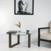 Table basse ronde en verre - pied labyrinthe ANZIO