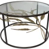 Table basse ronde feuillage doré HIMALAYA