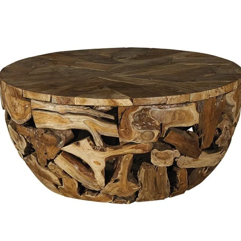 Table basse ronde racine de teck métal CANADA