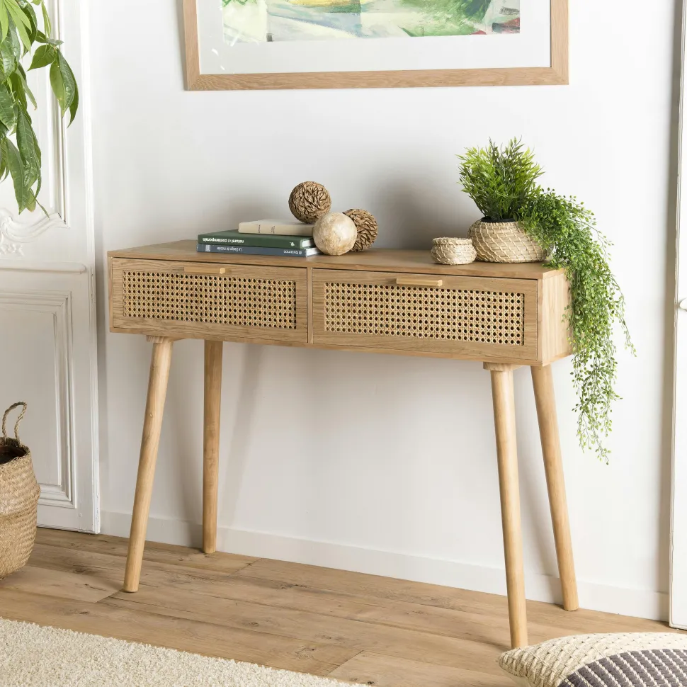 Table basse rondelles en teck recyclé 80 cm