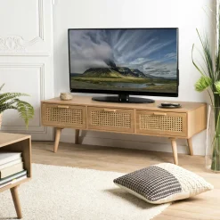 Table basse rondelles en teck recyclé 80 cm