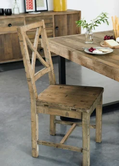 Table basse tréteaux bois recyclé 140 cm DENVER