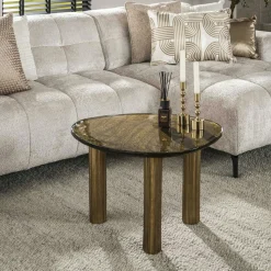 Table basse verre – finition antique dorée, 45 cm LAGUNA
