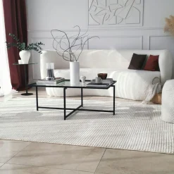 Table basse verre & métal doré - design minimaliste TULUM