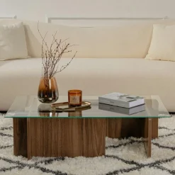 Table basse verre déstructurée – base gris anthracite SALTA