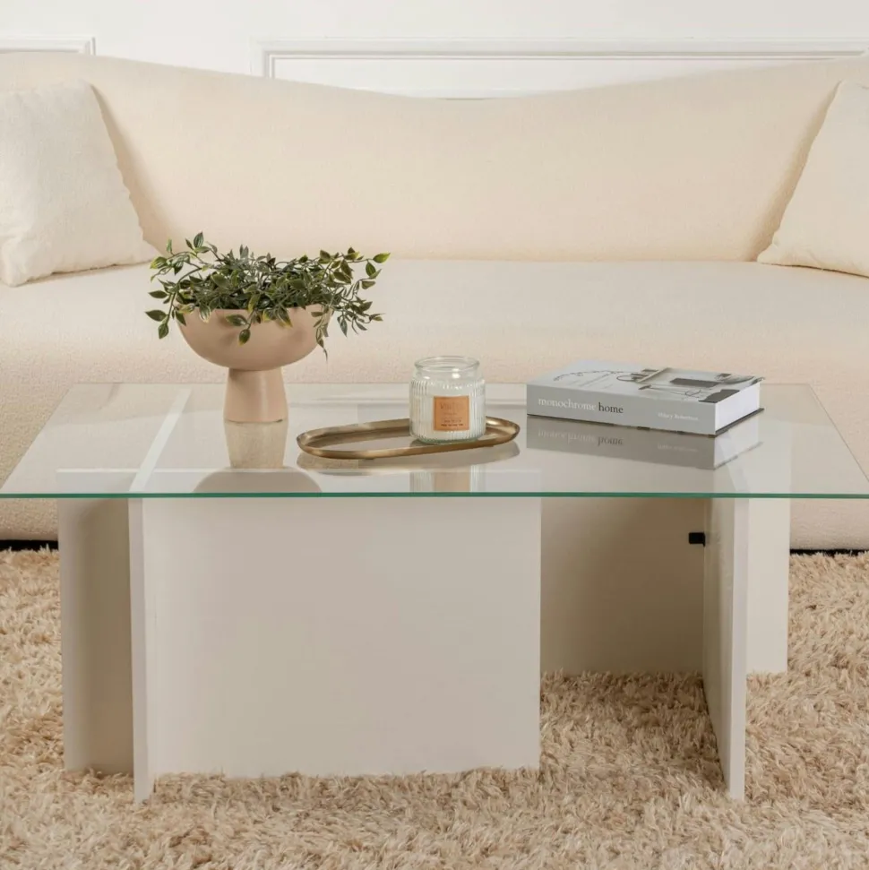 Table basse verre déstructurée – base gris anthracite SALTA