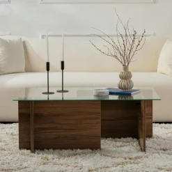 Table basse verre déstructurée – base gris anthracite SALTA