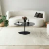 Table basse verre fumé, forme triangle organique TULUM