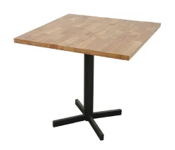 Table carrée en Hévéa recyclé naturel et pieds métal en croix 80x80x76cm LOFT