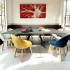 Table carrée extensible en céramique marbrée anthracite 140-220 cm LOMBARDIE