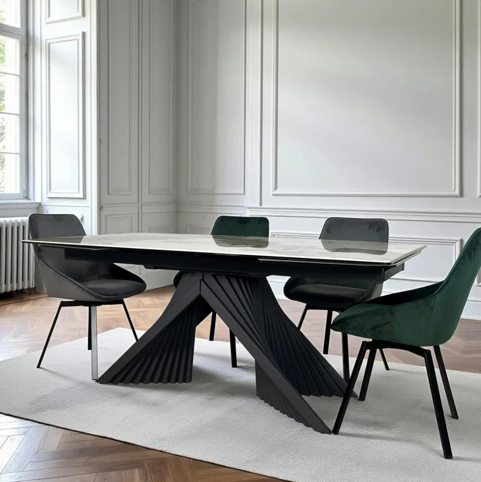 Table céramique extensible effet marbré 180-280 cm LOMBARDIE
