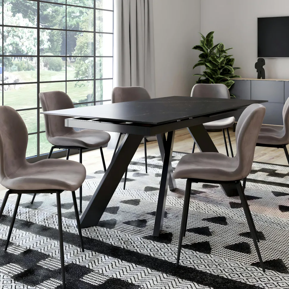 Table céramique extensible blanche marbrée 170-214 cm OTTAWA