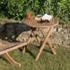 Table d'appoint de jardin en Teck ronde pliante 50cm SUMMER