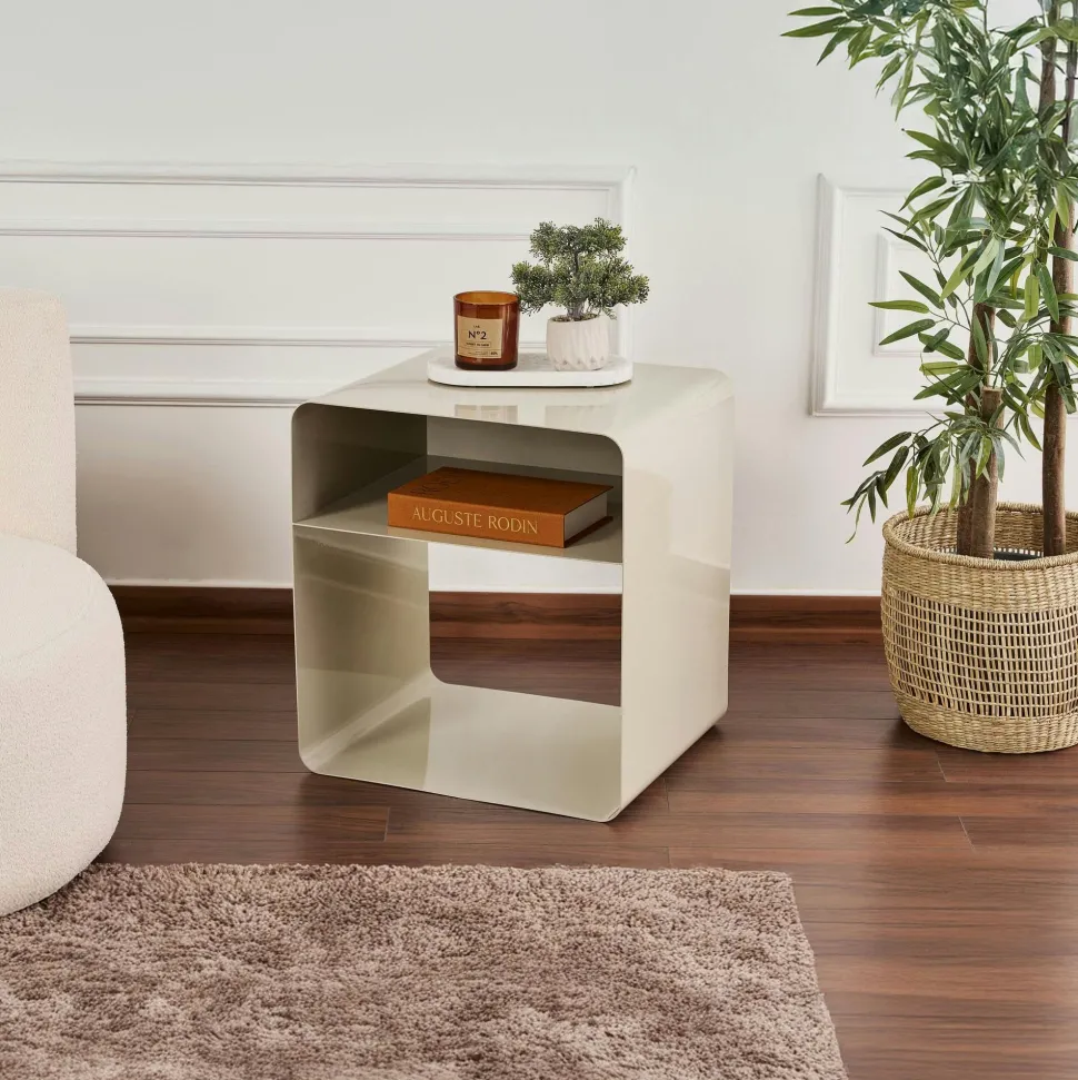 Table d’appoint design métal noir – 2 plateaux SFAX