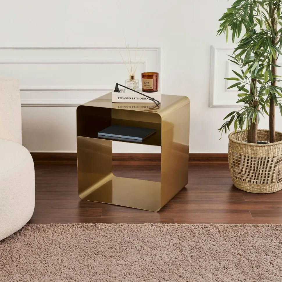 Table d’appoint design métal noir – 2 plateaux SFAX