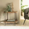 Table d'appoint double plateau pin recyclé CRACOVIE