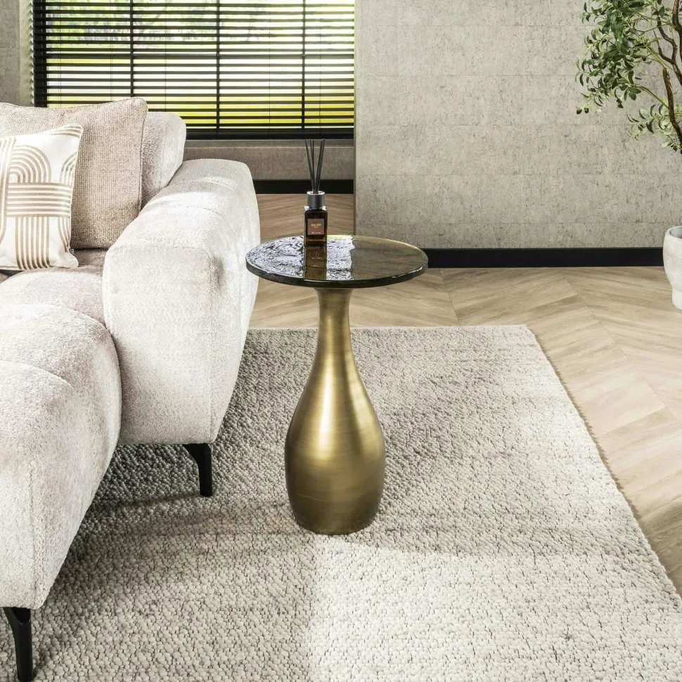 Table d’appoint en verre – antique dorée, 60 cm LAGUNA