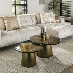 Table d’appoint en verre – antique dorée, 60 cm LAGUNA