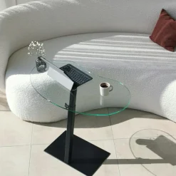 Table d'appoint en verre pour ordinateur, réglable TULUM