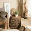 Table d'appoint ronde 49 cm fibre de coco et bois recyclé SWING