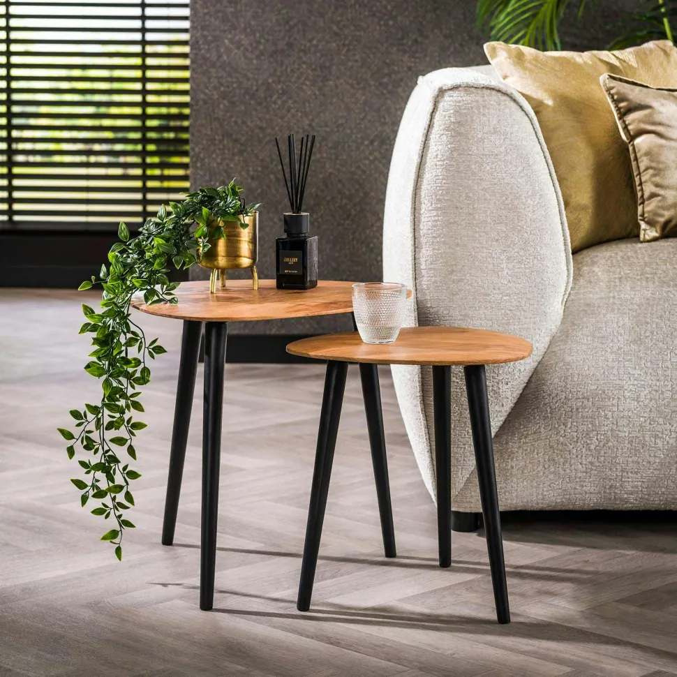 Table d'appoint ronde en bois de manguier 33 cm