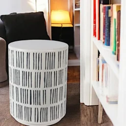Table d'appoint ronde manguier blanc et noir NOVA
