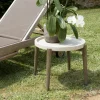 Table d'appoint ronde pour jardin bois et béton beige HERCULE
