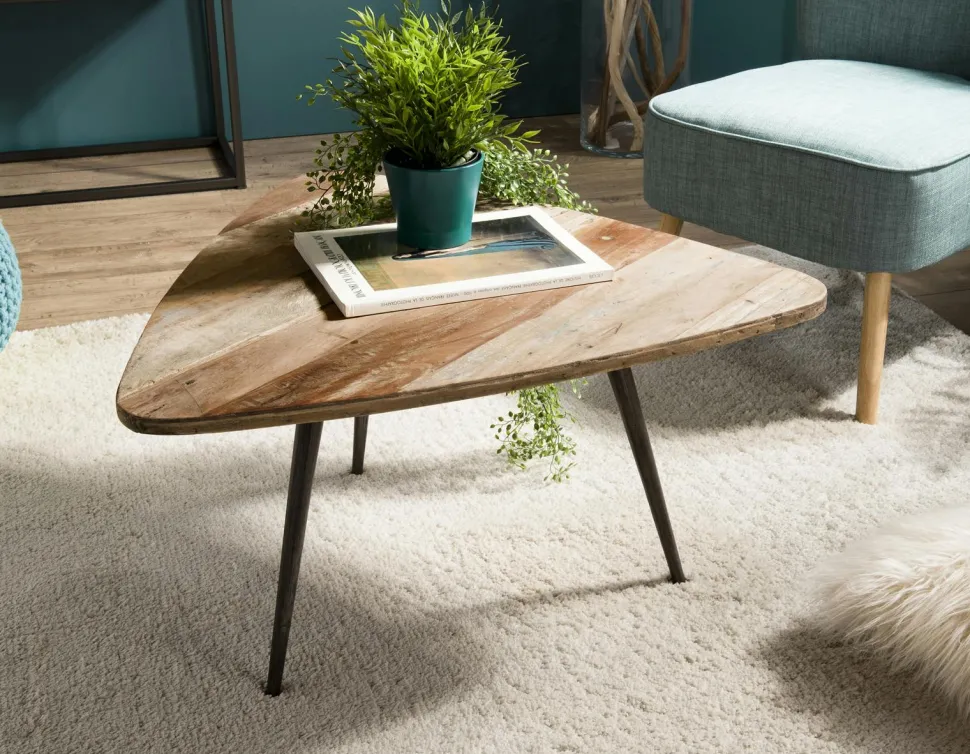 Table d'appoint ronde teck recyclé métal GM SWING