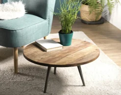 Table d'appoint ronde teck recyclé métal GM SWING
