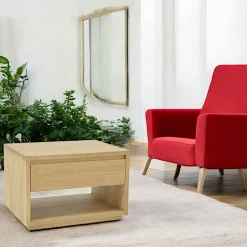 Table de Chevet / Bout de Canapé Hévéa 1 tiroir, 1 niche basse 55x40x40cm BALTIC