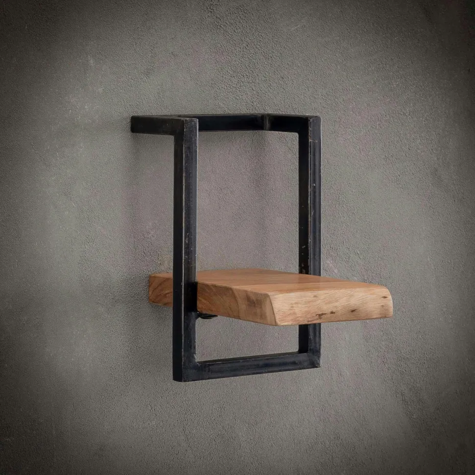 Table de chevet en bois d'acacia structure colonne MELBOURNE