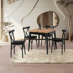 Table de cuisine extensible effet pin 80-160 cm UMEA