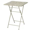 Table de jardin carrée 58 cm gris/beige décor mosaïque galets GRENADE